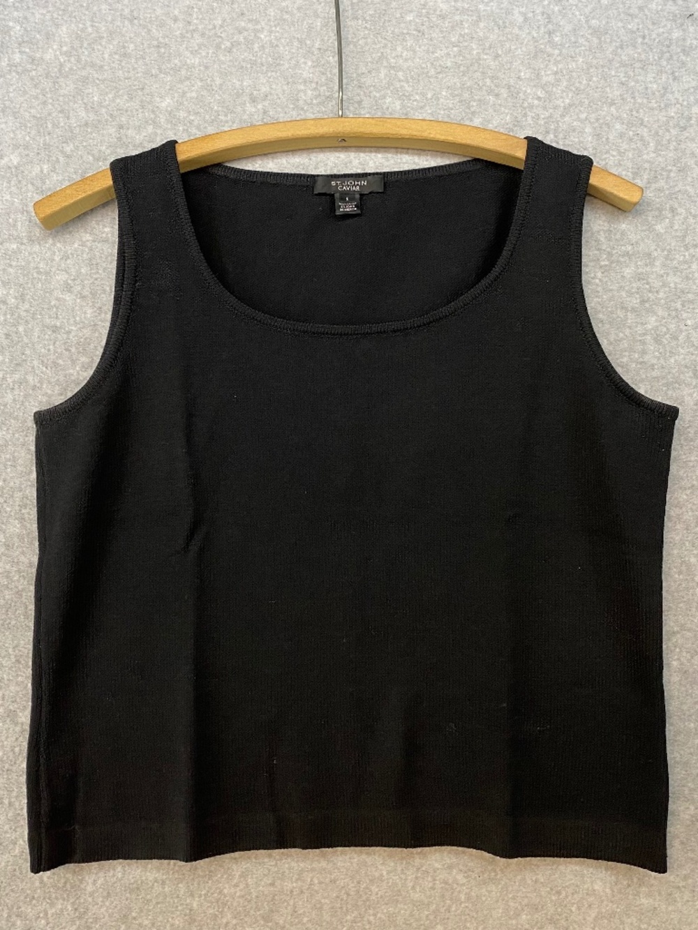 ST. JOHN CAVIAR Size Small • Tank Top Solid Black • Santana Knit